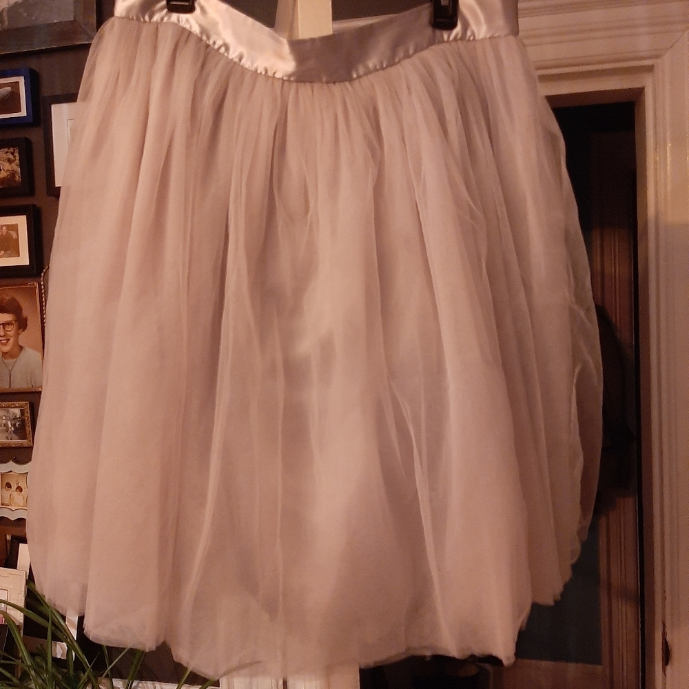 L'ovant tulle grey lined a-line skirt,size XL